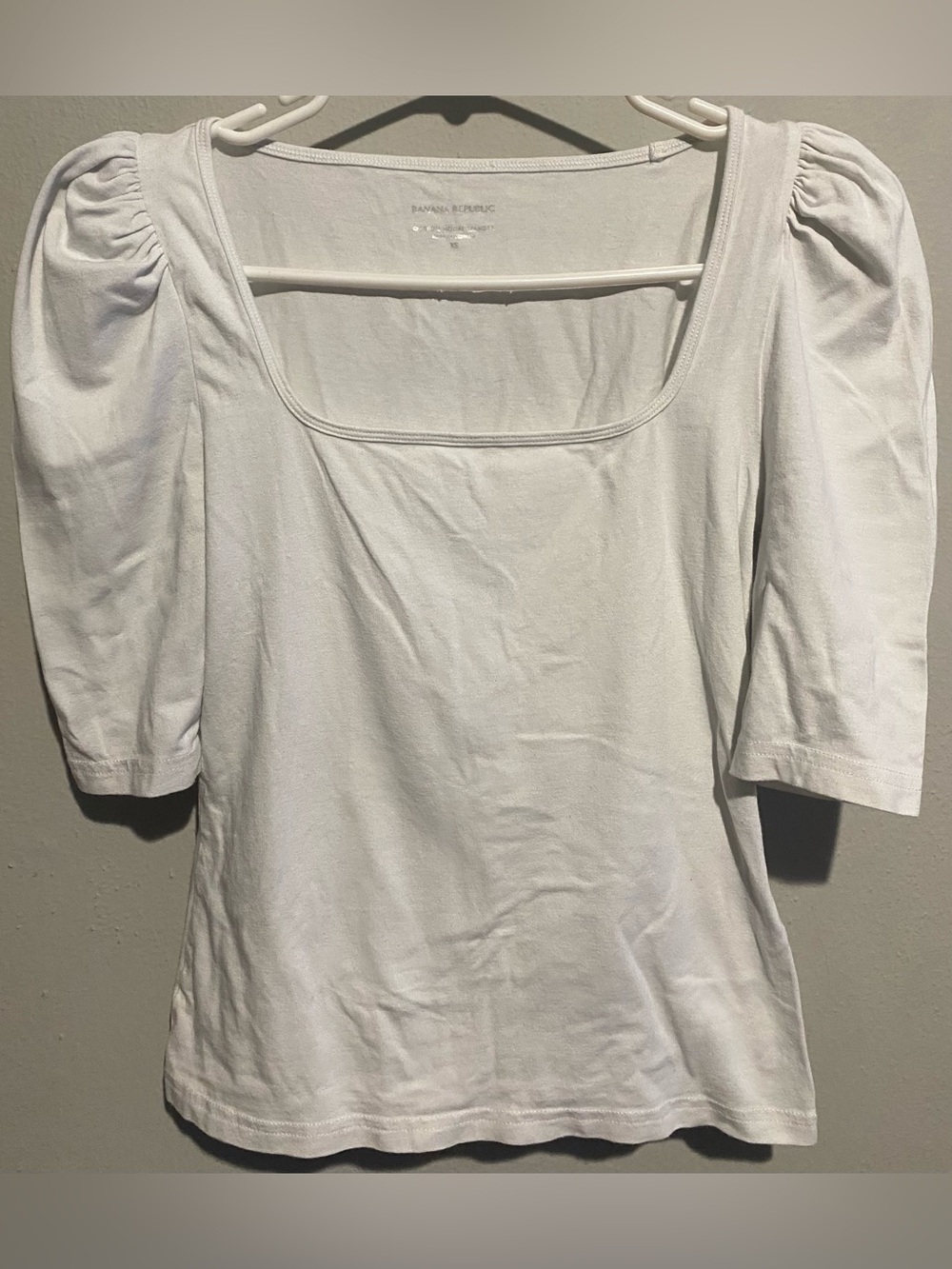 Banana Republic White Square-Neck Puff Sleeve Top